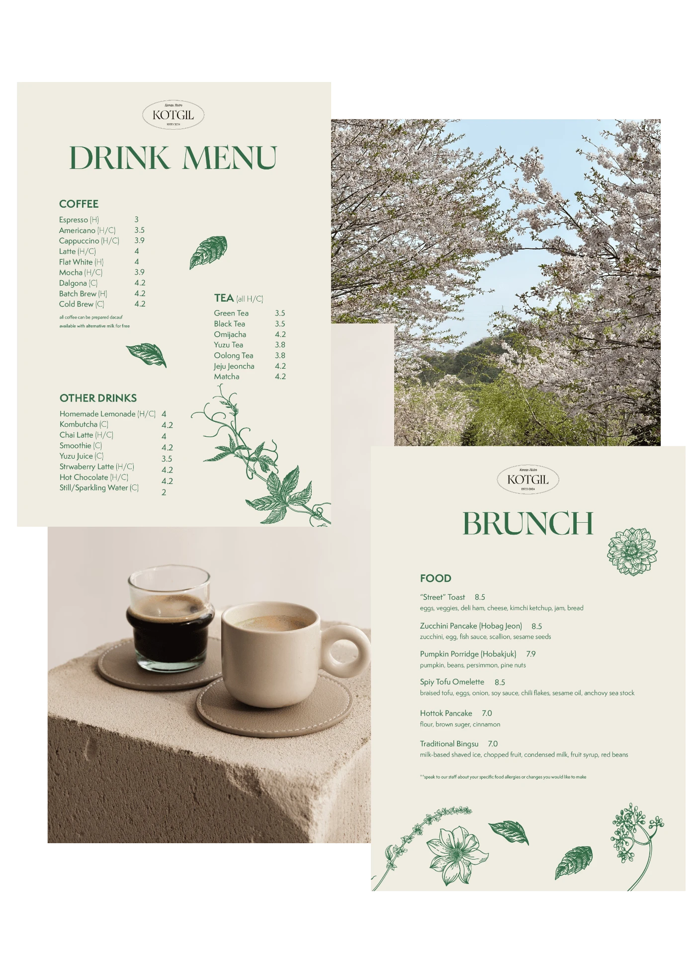 Kotgil drink and brunch menus