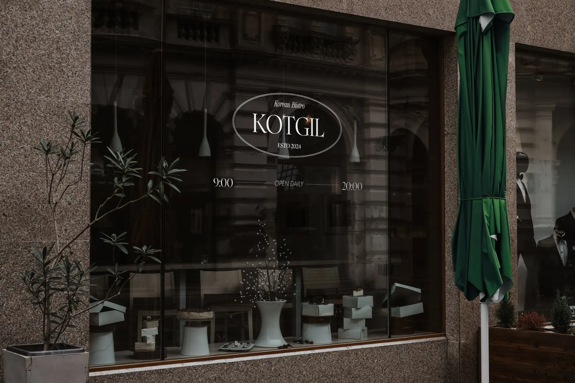 Kotgil storefront window signage
