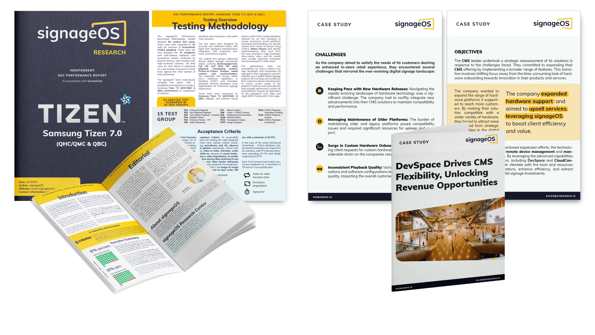 signageOS research report and case study print materials